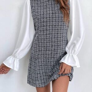 SHEIN Monochrome Long Sleeve Dress